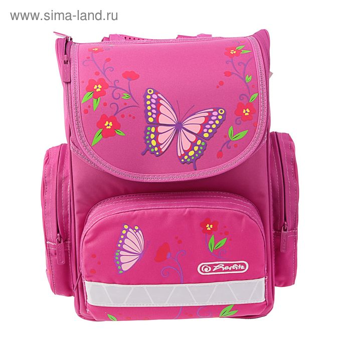 Ранец Стандарт Herlitz MINI 34,5х32х19 см, с наполнением: мешок, пенал мягкий, для девочек, Butterfly - Фото 1