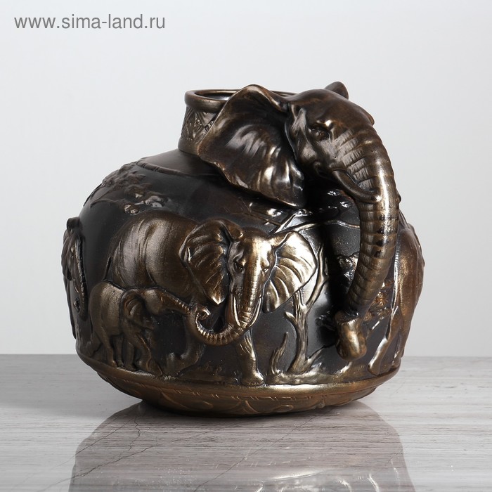 Ваза керамическая "Слон", настольная, бронза, 23 см - Фото 1