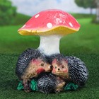 Садовая фигура "Семья ёжиков под грибом", разноцветная, гипс, 25 см - Фото 1