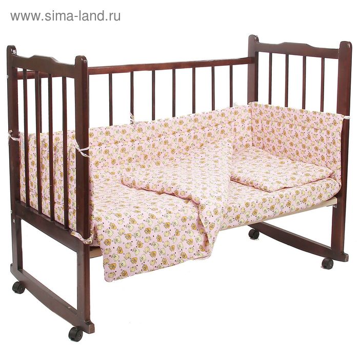 Комплект в кроватку 6 предмета "Малышок" розовый 10606 - Фото 1