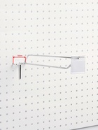 Крючок одинарный с ценникодержателем на металлическую перфорированную панель, d=4.8 мм, L=30 см, шаг 50 мм, цвет хром - Фото 3