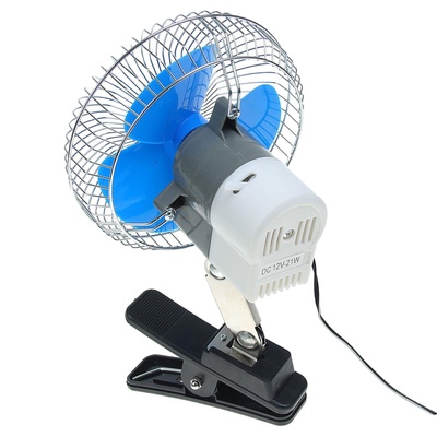 Вентилятор в салон автомобиля, на прищепке, 12 В, провод 1.2 м, d=19 см