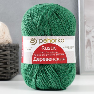 Пряжа "Деревенская" 100% шерсть 250м/100гр (600-Малахит)