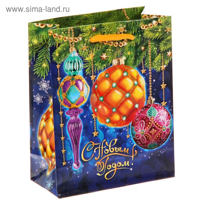 Пакет ламинированный вертикальный «Новогодние шарики», 11 × 14 × 5 см - Фото 1