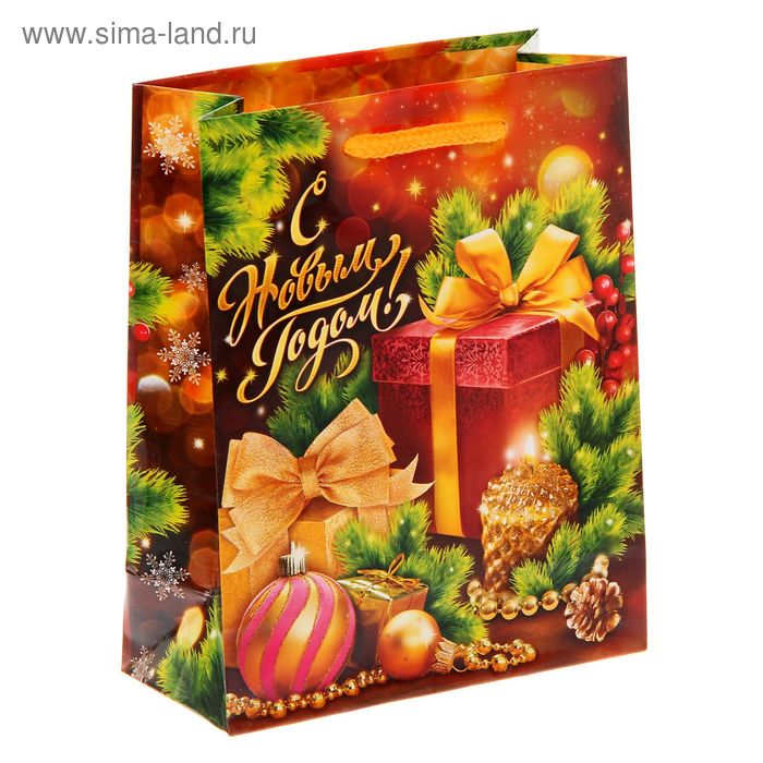 Пакет ламинированный вертикальный «Новогодние подарки», 11 × 14 × 5 см - Фото 1