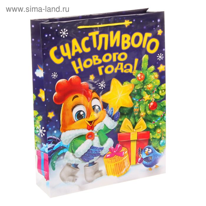 Пакет ламинированный вертикальный «Новогодний петушок», 31 × 40 × 9см - Фото 1
