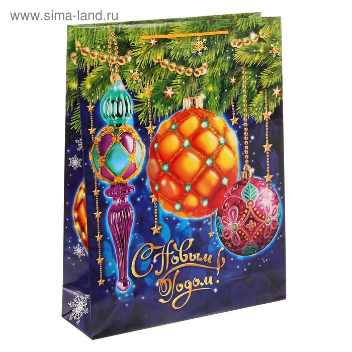Пакет ламинированный вертикальный «Новогодние шарики», 31 × 40 × 9 см - Фото 1
