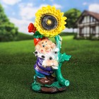 Садовая фигура "Гном с подсолнухом", жёлтый цвет, гипс, 54 см, микс - Фото 1