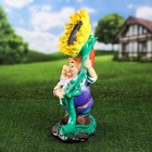 Садовая фигура "Гном с подсолнухом", жёлтый цвет, гипс, 54 см, микс - Фото 4