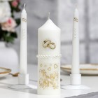 Набор свадебных свечей с бусинами "Обручальные кольца", белый, ручная работа, микс - Фото 1