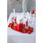 Набор свечей "Свадебный" №7 Сердце, цвет красный,  с  розами, ручная работа - Фото 2