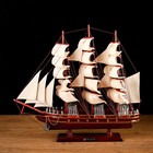 Корабль сувенирный «Бреслау», трёхмачтовый, под тёмное дерево, паруса бежевые, 49х43х8 см - фото 2045234