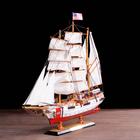 Сувенирная модель корабля «Проводник», 3 мачты, белый борт, чёрная подставка, белые паруса - Фото 11