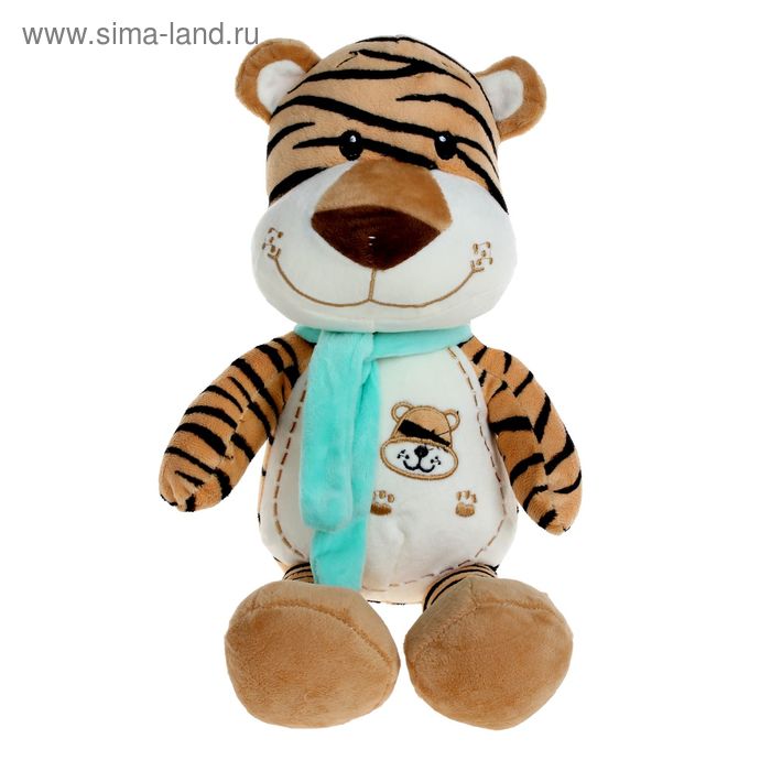 Мягкая игрушка «Тигр № 2» с шарфом и вышивкой на животе - Фото 1