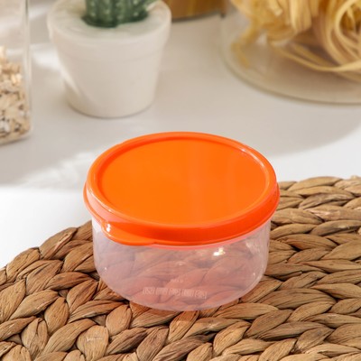 Контейнер круглый Доляна, пищевой, 150 мл, прозрачный, крышка оранжевая