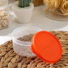 Контейнер круглый Доляна, пищевой, 150 мл, прозрачный, крышка оранжевая - Фото 3