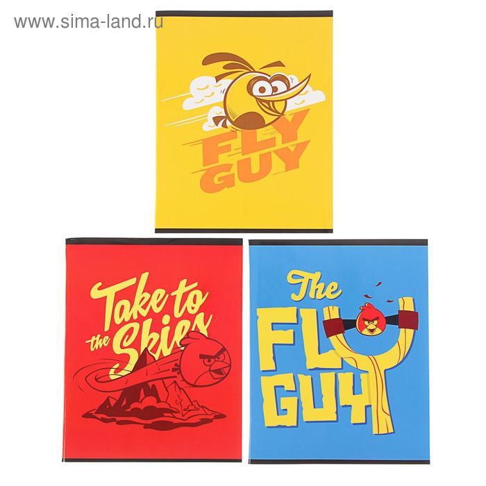 Тетрадь 40 листов клетка Angry Birds, картонная обложка, МИКС - Фото 1