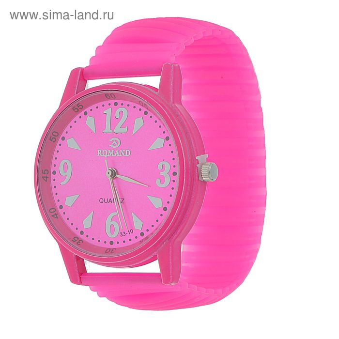 Часы наручные женские силиконовая резинка сиреневая/розовая - Фото 1