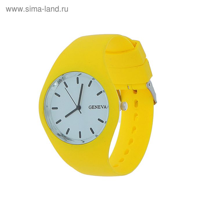 Часы наручные женские силиконовый ремешок и корпус желтого цвета, Geneva - Фото 1