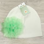 Шапка детская "Цветочек", бежевый/зеленый, р-р 52, 100% х/б, интерлок - Фото 1