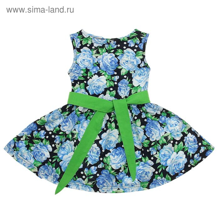 Платье "Летний блюз", рост 122 см (62), цвет светло-зелёный, принт голубые пионы (арт. ДПБ931001н) - Фото 1