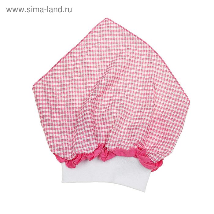 Шапка "Земляничная поляна", размер 50, цвет розовый, принт клетка - Фото 1