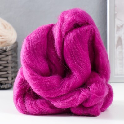 Шерсть для валяния 100% полутонкая шерсть 50 гр (191, цикламен)