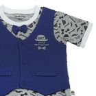 Комплект для мальчика (футболка и брюки), рост 92 см (52), цвет серый/синий/тёмно-синий - Фото 2