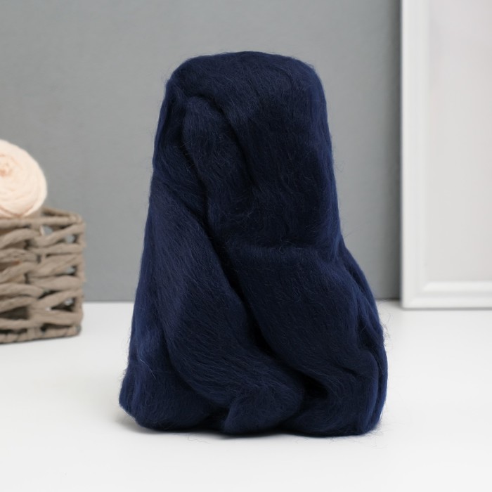Шерсть для валяния 100% полутонкая шерсть 50 гр (173, синий) - Фото 1