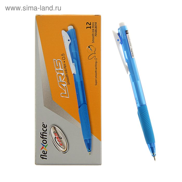 Ручка гелевая автомат FlexOffice Laris резиновый упор, узел-игла 0.5 мм синяя - Фото 1