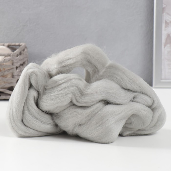 Шерсть для валяния 100% полутонкая шерсть 50 гр (106, жемчужный) МИКС - Фото 1