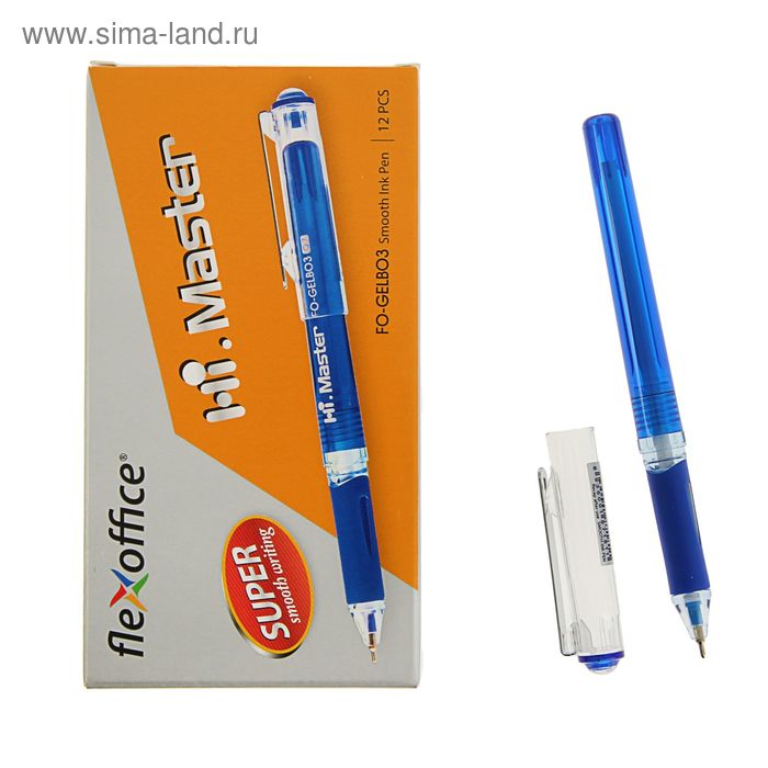 Ручка гелевая FlexOffice Hi Master, металлический клип, резиновый упор, узел-игла 0.7, синяя - Фото 1