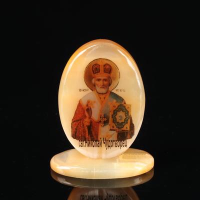 Икона «Николай Чудотворец», овал на поставке, настольная