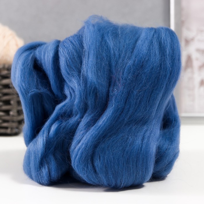 Шерсть для валяния 100% полутонкая шерсть 50 гр (022, джинса) МИКС - Фото 1