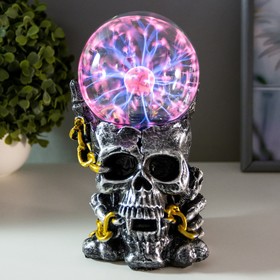 Плазменный шар полистоун «Череп с цепью» 19×11×10 см RISALUX  (артикул 1379705)  большой выбор товаров оптом и в розницу по низким ценам с доставкой