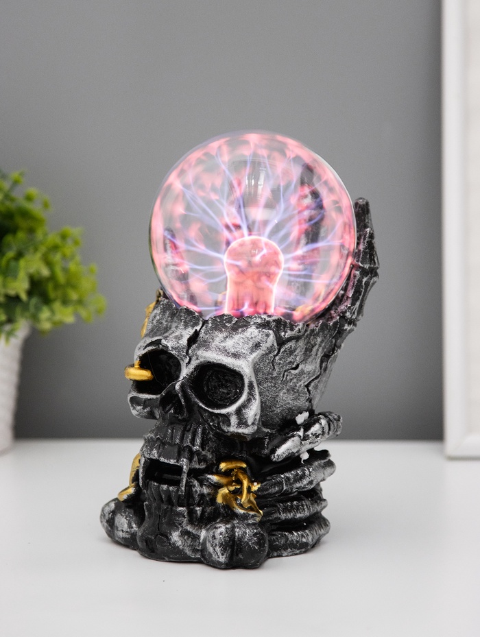 Плазменный шар полистоун «Череп с цепью» 19×11×10 см RISALUX