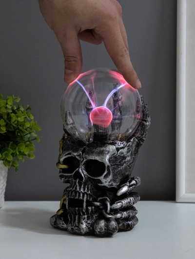 Плазменный шар полистоун «Череп с цепью» 19×11×10 см RISALUX