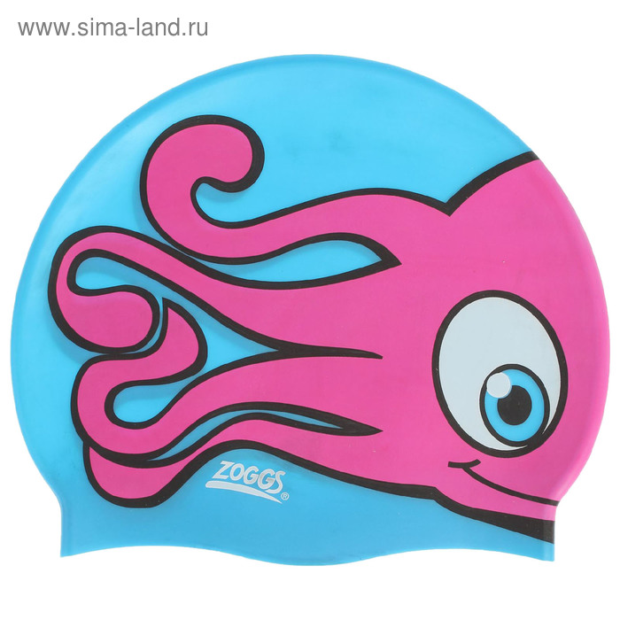 Шапочка для плавания детская ZOGGS Silicone Character Cap, безразмерная, цвет розово-голубой - Фото 1