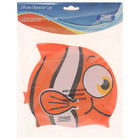 Шапочка для плавания детская ZOGGS Silicone Character Cap, цвет оранжево-белый - Фото 3
