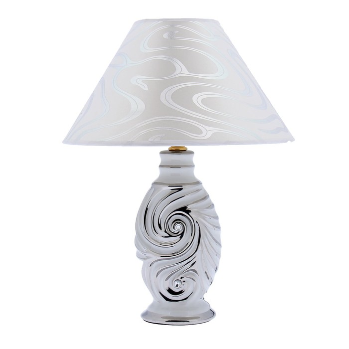 Лампа настольная керамика "Вихрь" белое серебро 220V Е14 35,5х27,5х27,5 см - Фото 1