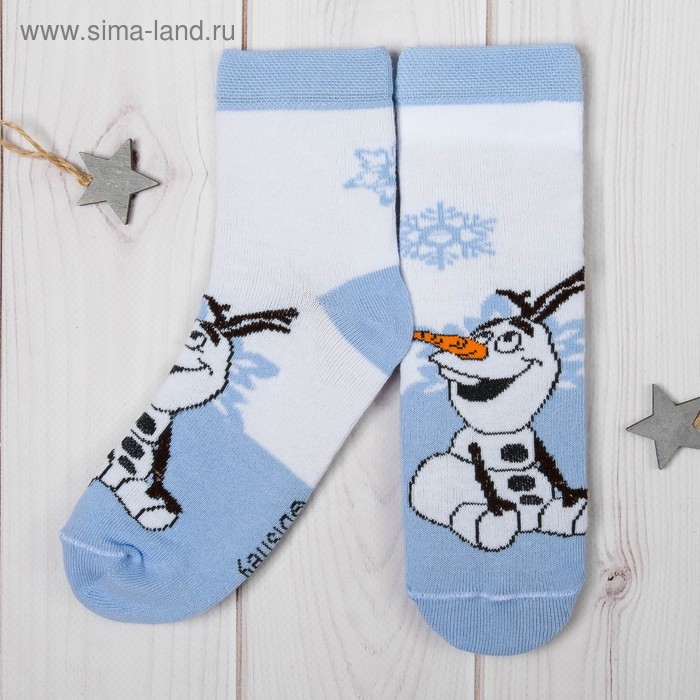 Носки детские "Олаф. Снег", Холодное сердце, 16-18 см, 4-6 лет, 80% хлопок, 17% полиамид, 3% эластан - Фото 1