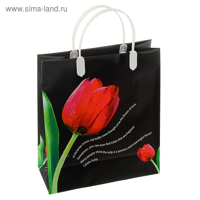 Пакет "Красный тюльпан", мягкий пластик, 26 х 23 см, 120 мкм - Фото 1
