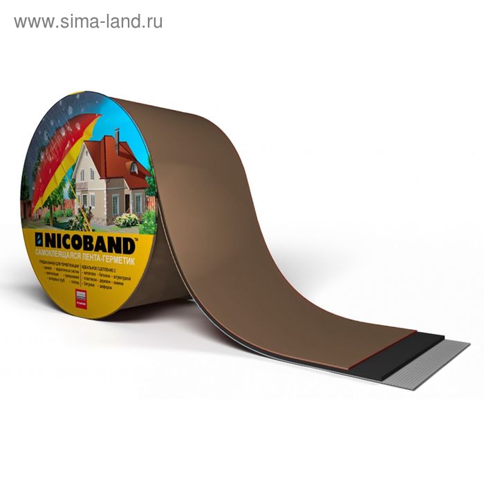 Самоклеящаяся герметизирующая лента Никобенд, коричневая, 0.1×3 м - Фото 1