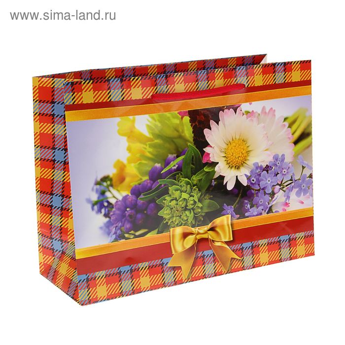 Пакет подарочный "Полевые цветы" 24,5 x 32,5 x 12 см - Фото 1