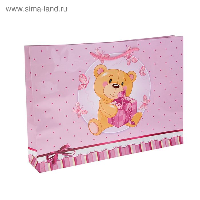 Пакет подарочный "Пушистик" розовый 45 x 9 х 32,5 см - Фото 1