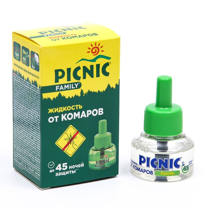 Дополнительный флакон-жидкость от комаров "Picnic Family", с растительными экстрактами, 45 ночей, 30 - Фото 1