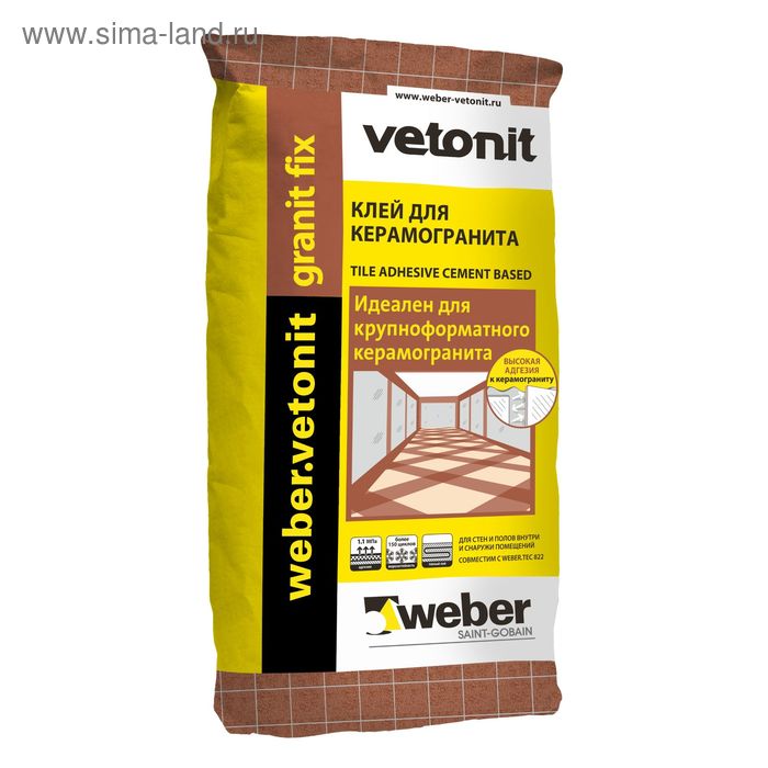 Клей для керамогранита Weber-vetonit granit fix (для наружных и внутренних работ), 25 кг - Фото 1