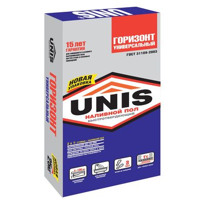 Быстротвердеющий наливной пол Unis «Горизонт» (толщина 2-100 мм), 25 кг