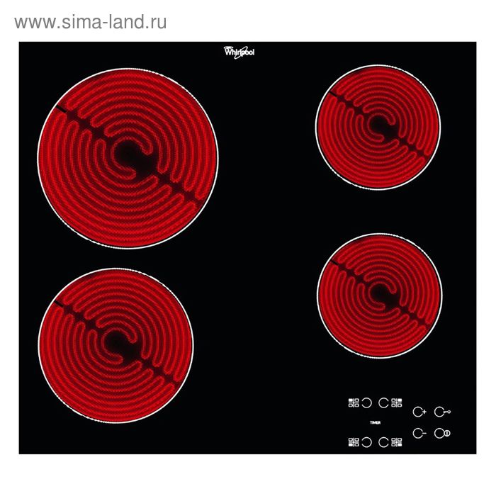 Варочная поверхность Whirlpool AKT 8090/NE, электрическая, 4 конфорки, сенсор, чёрная - Фото 1