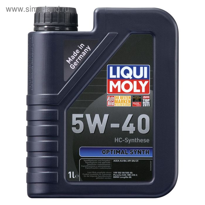 Масло моторное Liqui Moly Optimal Synth=5W-40, 1 л - Фото 1